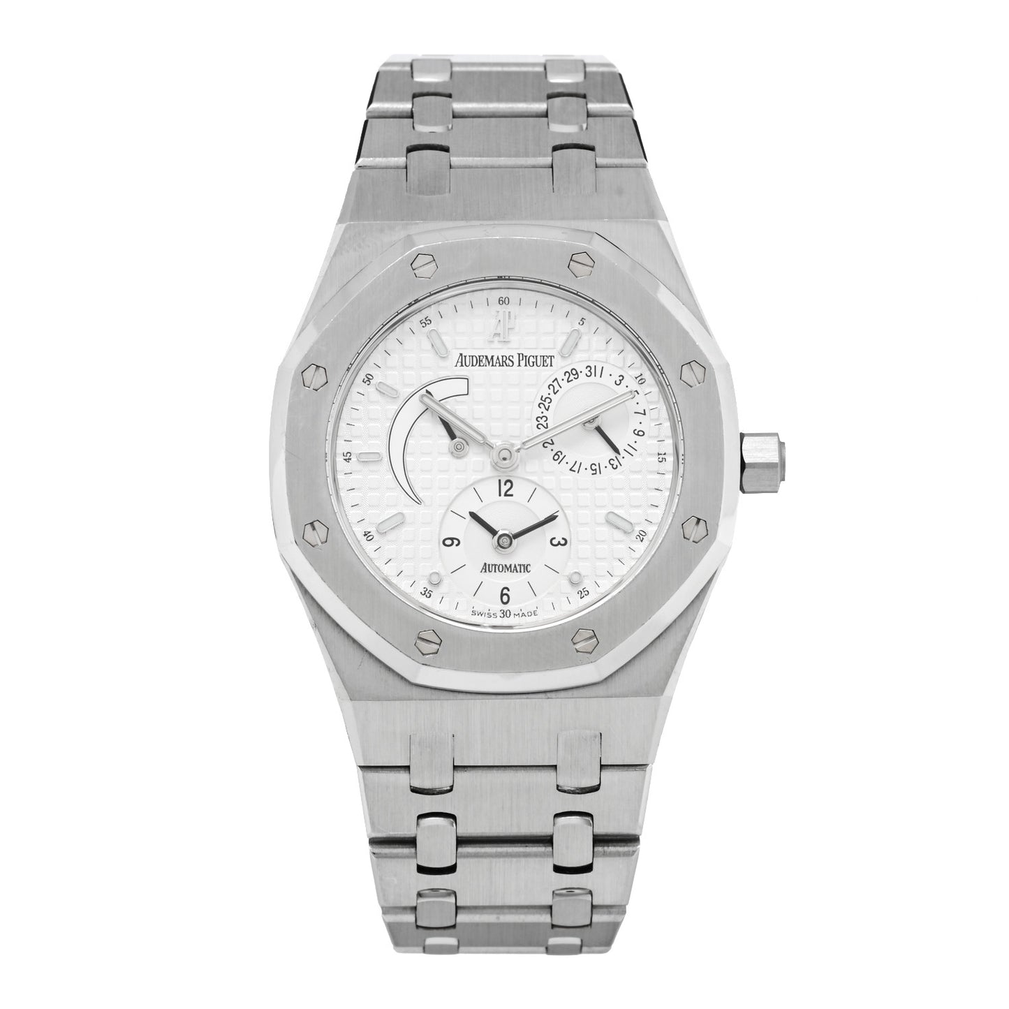 Stainless Steel 36mm Royal Oak Dual Time Automatic Watch White 25730ST