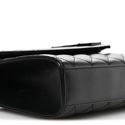 Saint Laurent Grain De Poudre Textured Mixed Matelasse Triquilt Medium Monogram Monochrome Satchel Black 9 of 11
