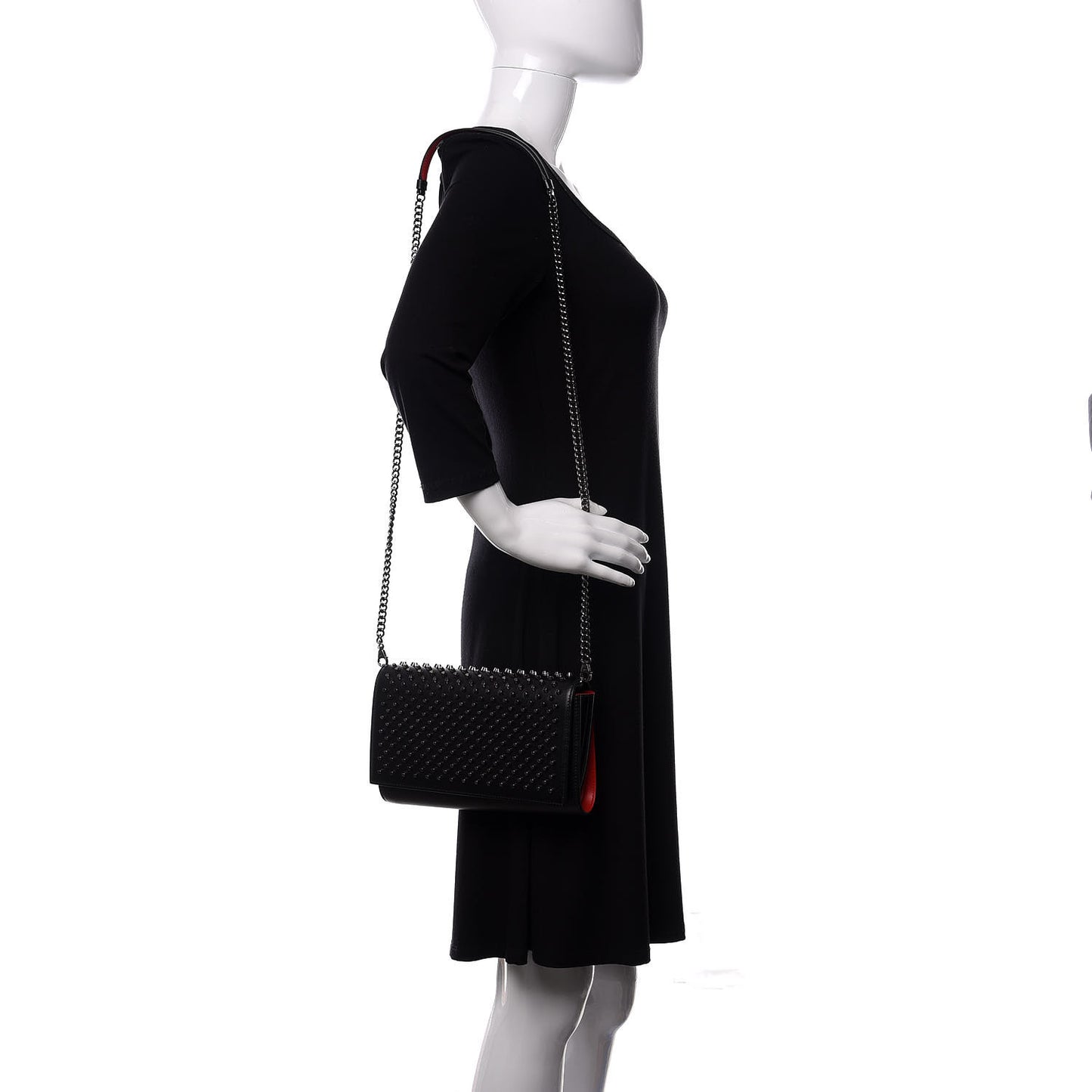 Calfskin Patent Spikes Paloma Clutch Black