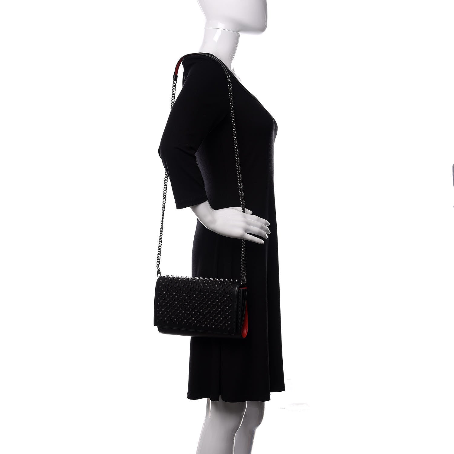 Christian Louboutin Calfskin Patent Spikes Paloma Clutch Black 2 of 14
