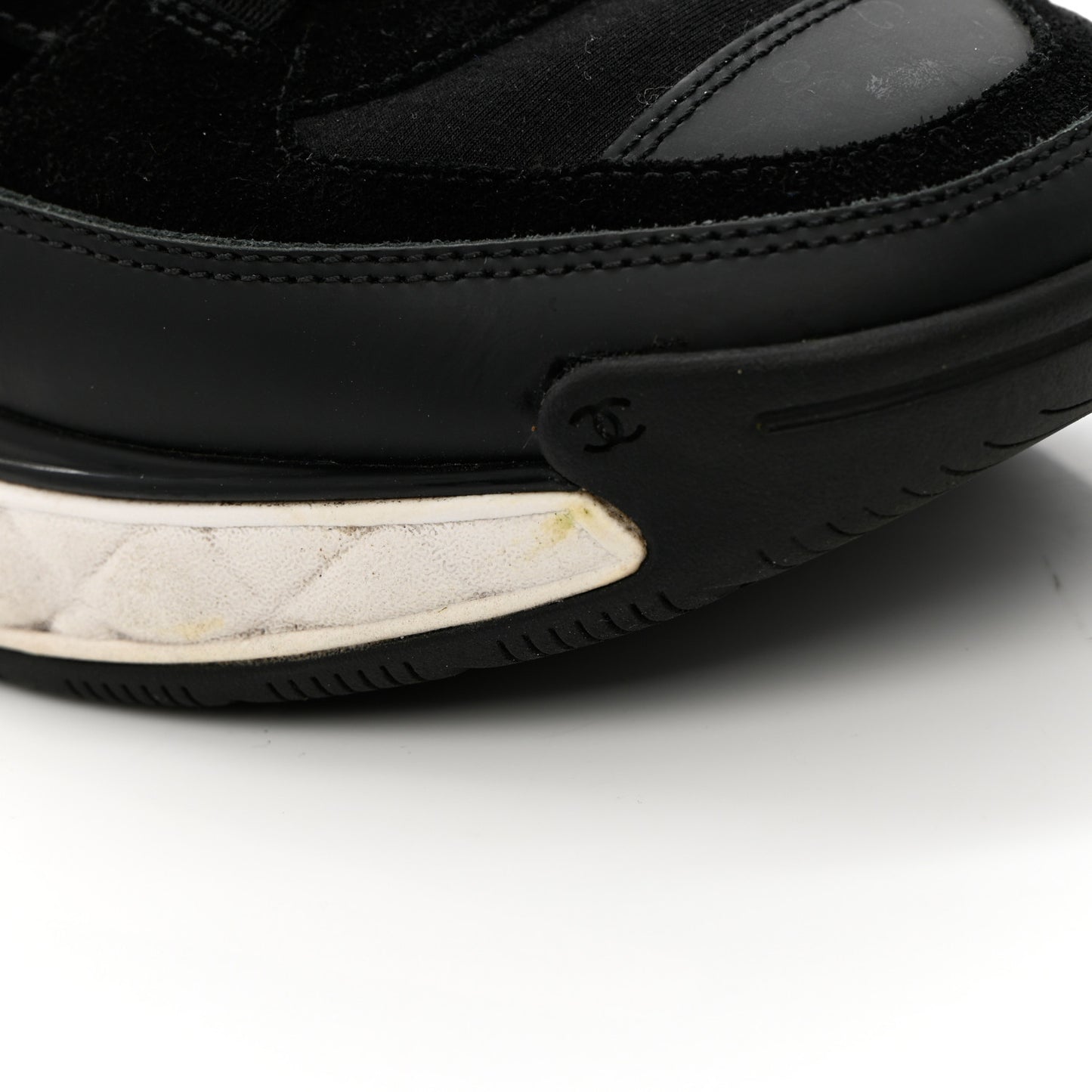 Fabric Calfskin Suede CC Sneakers 37.5 Black
