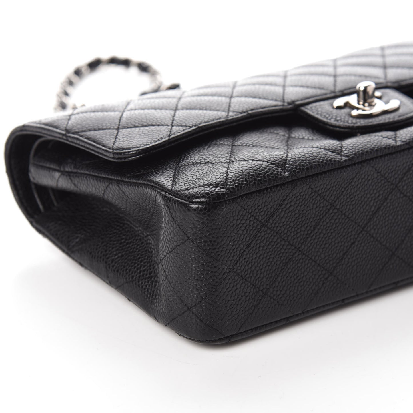 Caviar Quilted Medium Double Flap Black