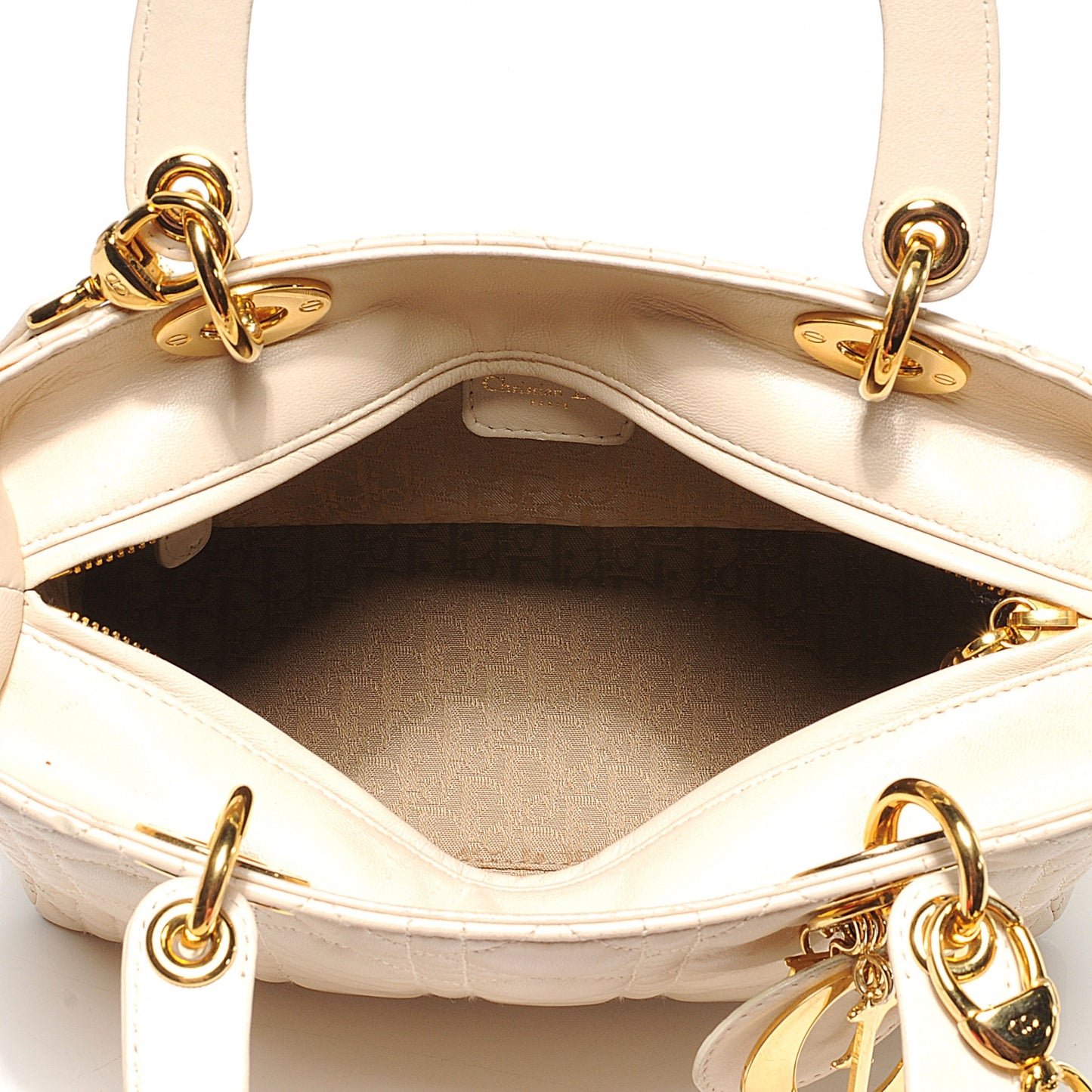 Lambskin Cannage Medium Lady Dior Beige
