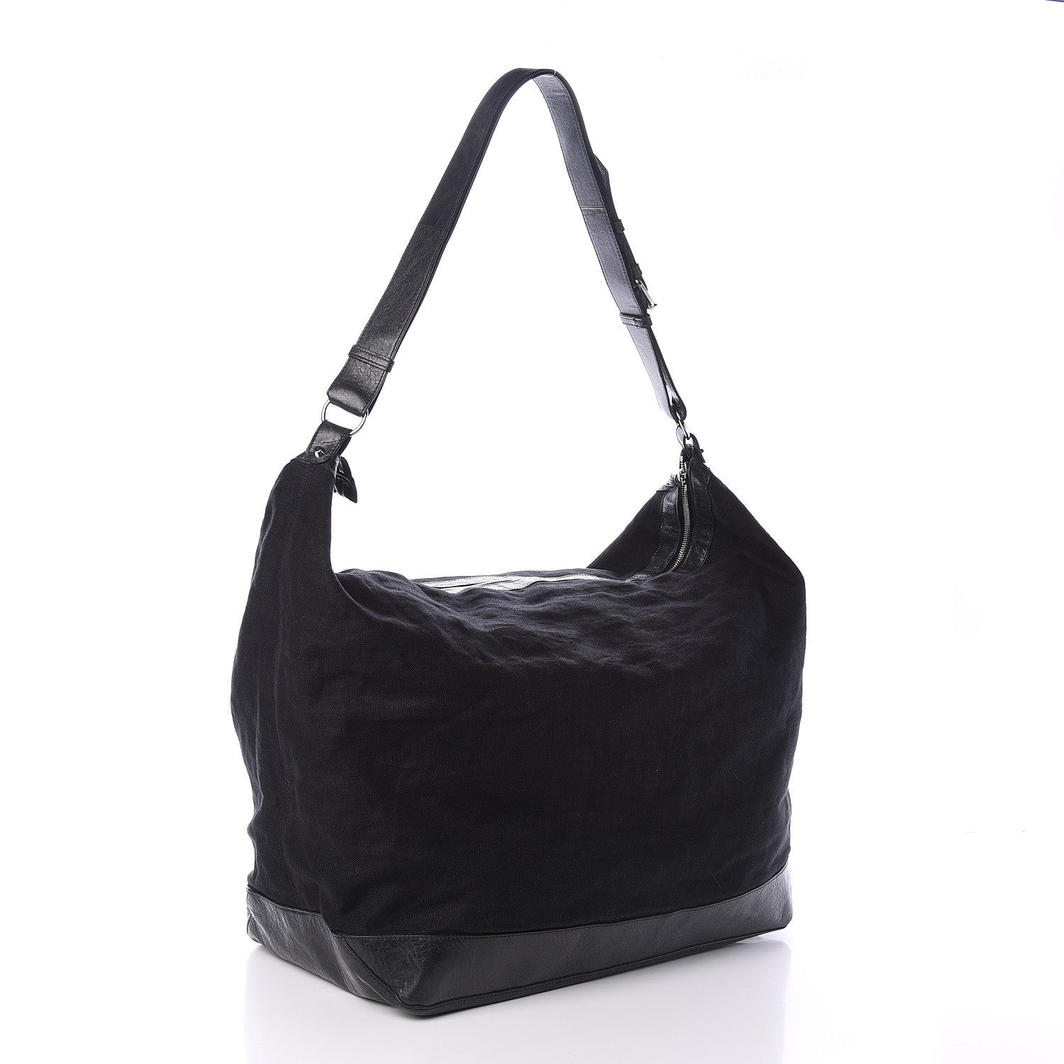 Balenciaga Chevre Canvas Classic Silver Hardware Hobo Black 2 of 8