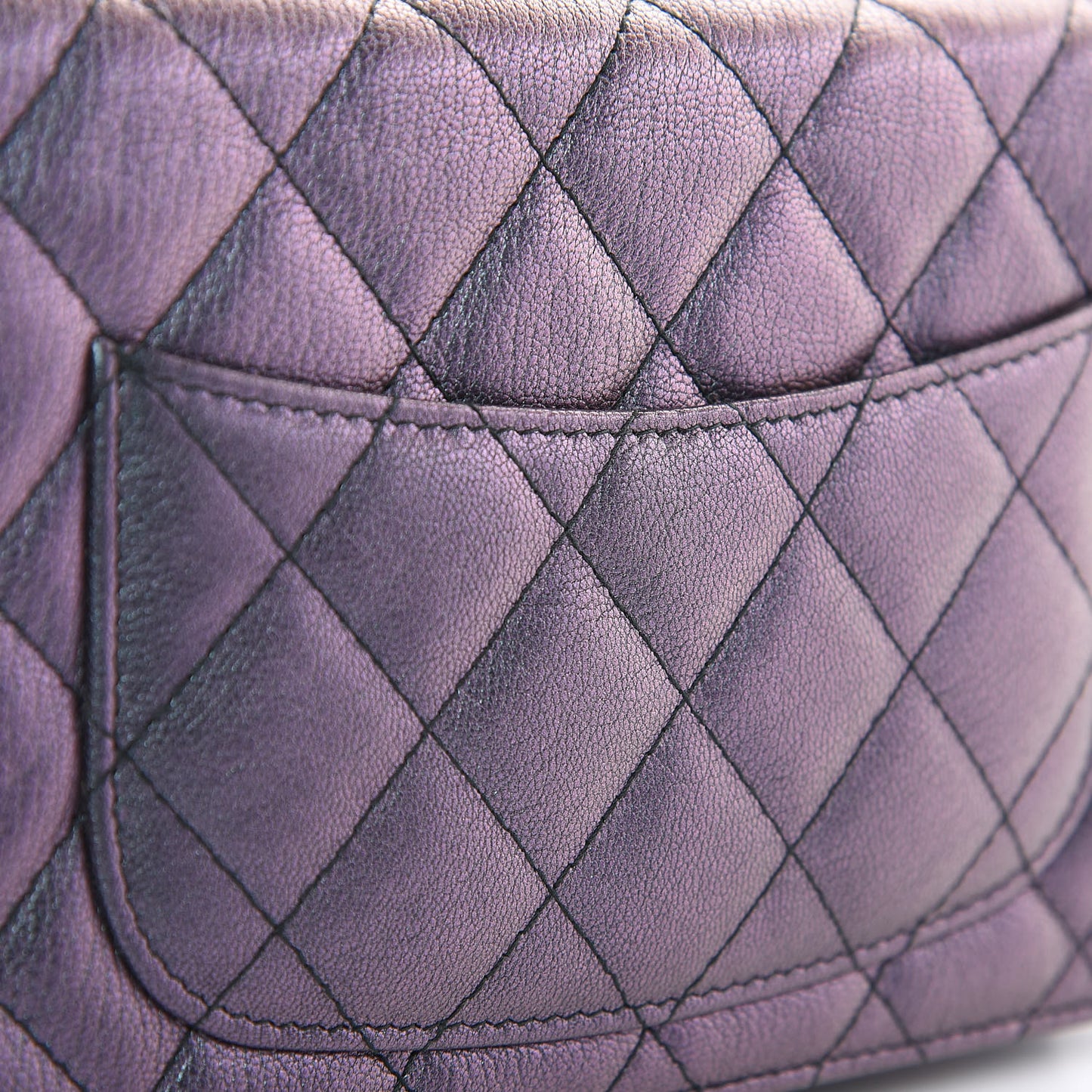 Iridescent Goatskin Quilted Wallet On Chain WOC Purple