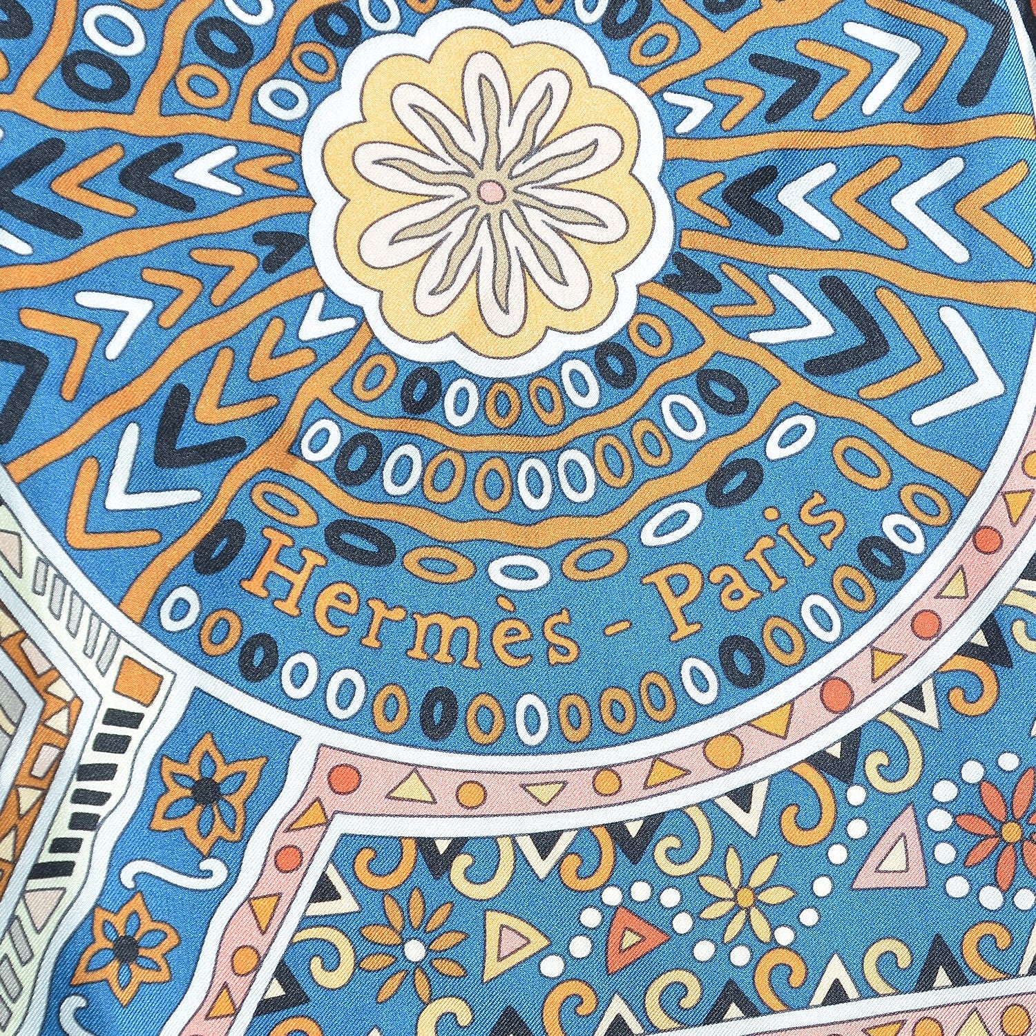 Hermes Silk Les Chemins Secrets Scarf 140 Petrole Beige Marine 4 of 6