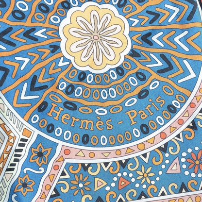 Hermes Silk Les Chemins Secrets Scarf 140 Petrole Beige Marine 4 of 6