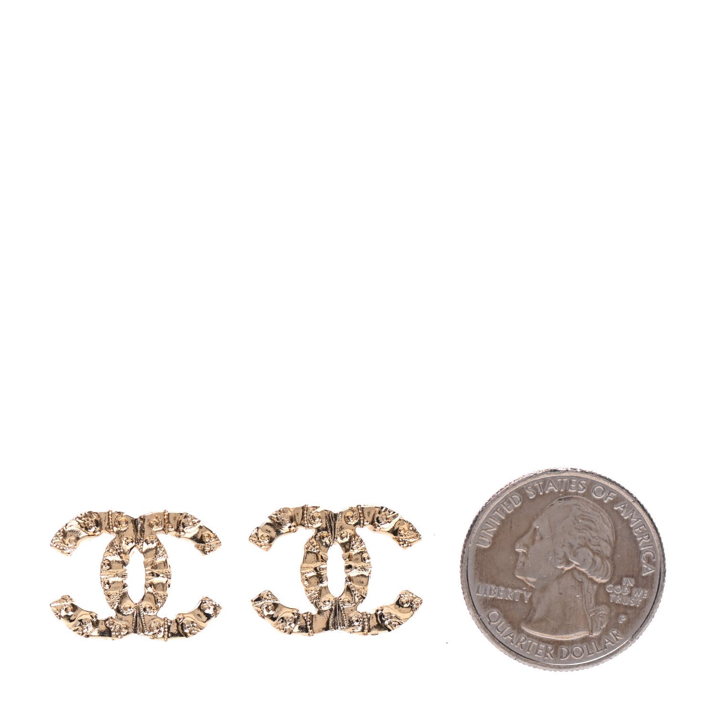 Metal Textured CC Earrings Gold