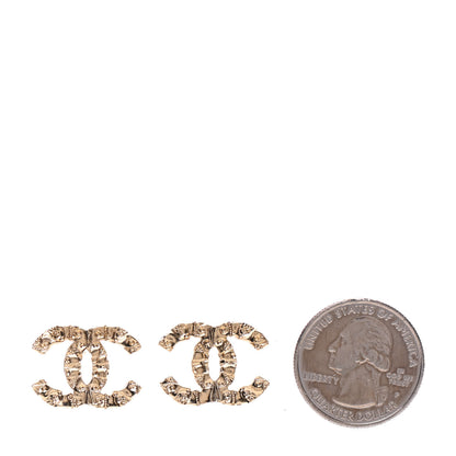 Chanel Metal Textured CC Earrings Gold 2 of 5