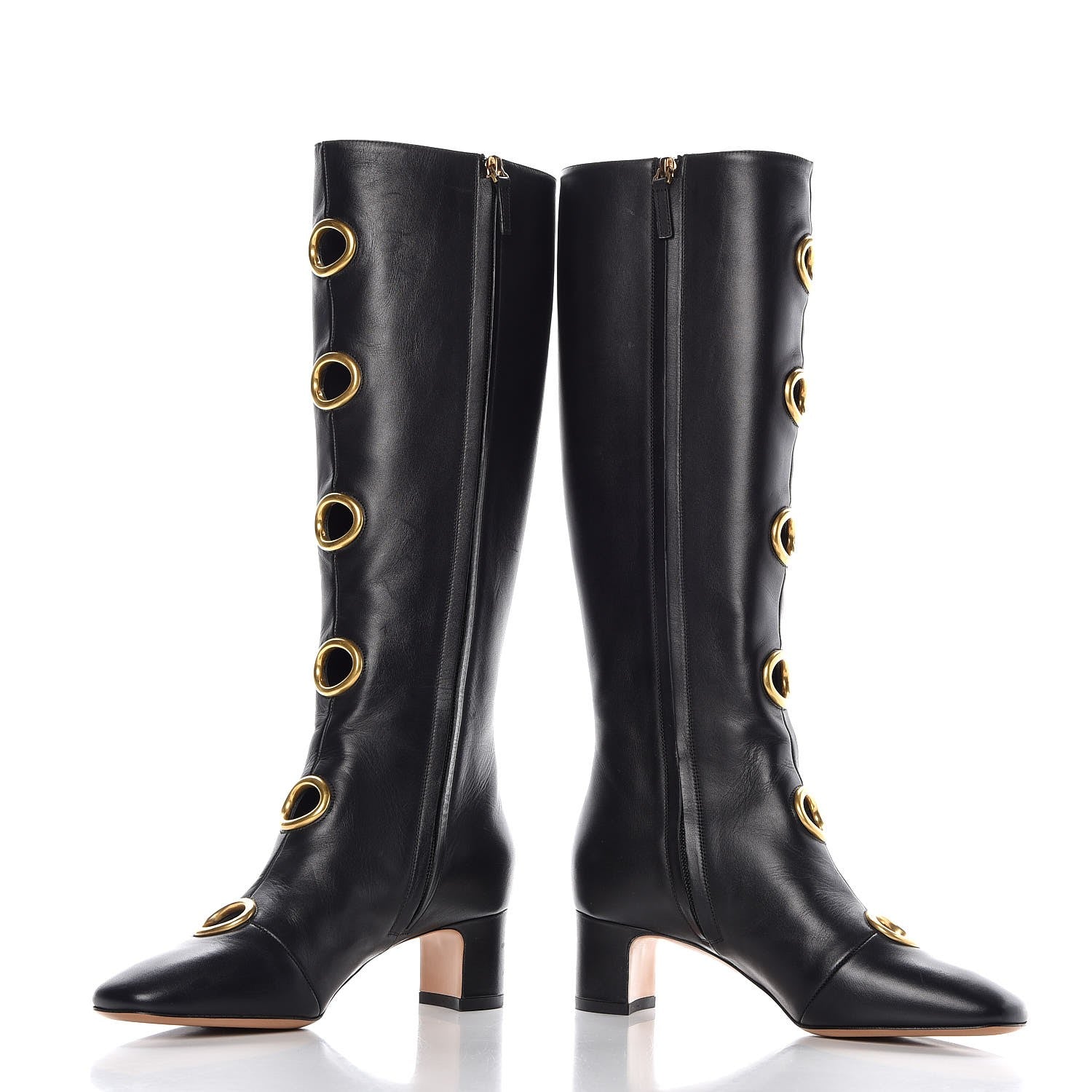 Valentino Garavani Smooth Calfskin Eyelet High Boots 36 Black 5 of 13