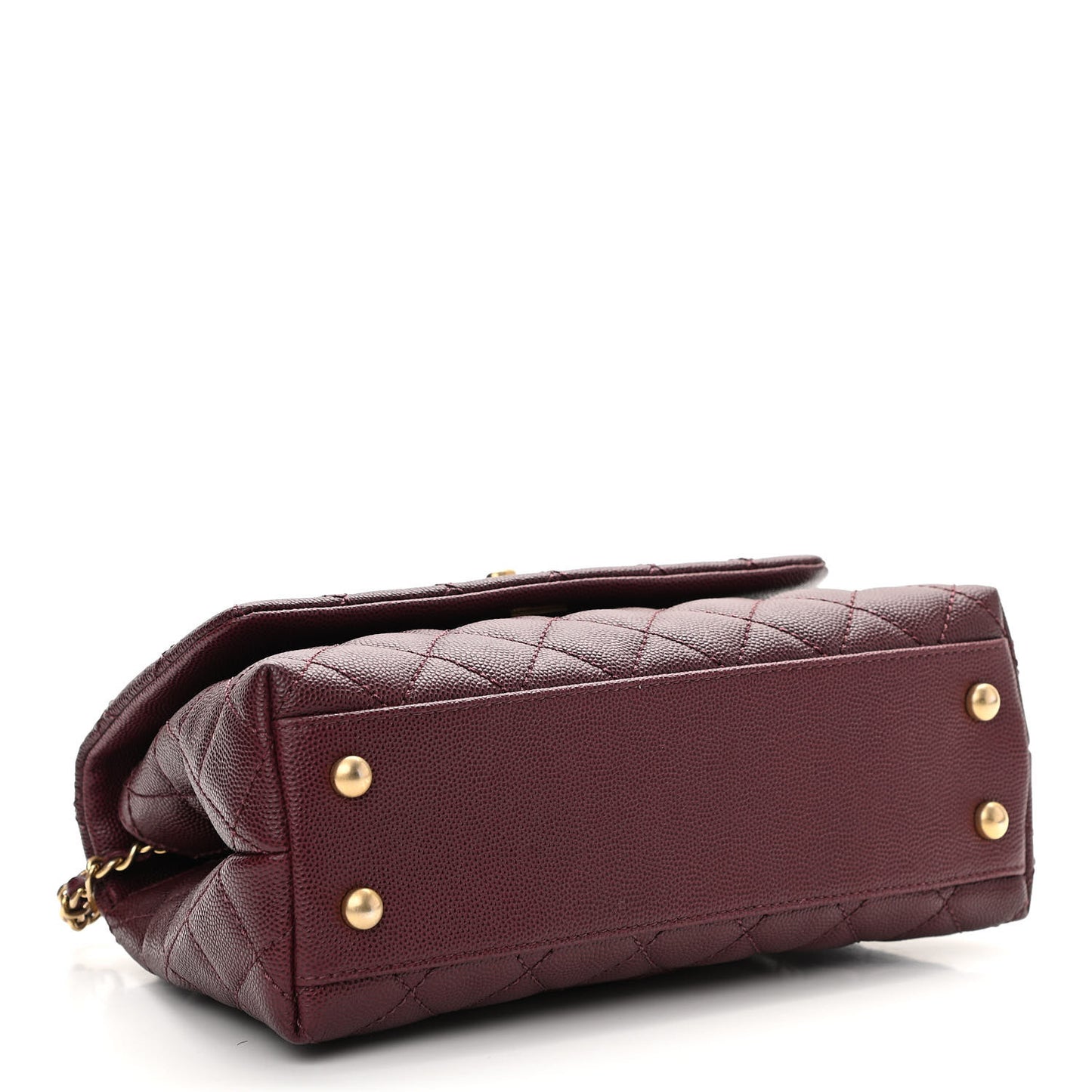Caviar Elaphe Quilted Mini Coco Handle Flap Burgundy