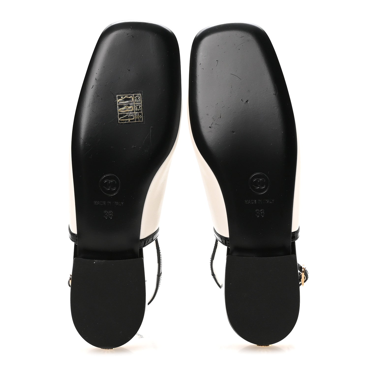 Chanel Lambskin Patent Calfskin CC Slingback Sandals 36 White Black 6 of 9