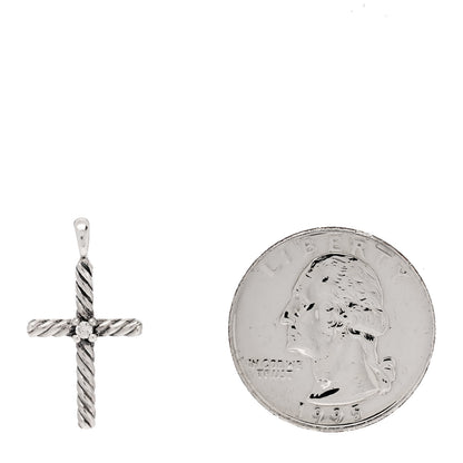 David Yurman Sterling Silver Diamond Cable Classics Cross Pendant 2 of 4