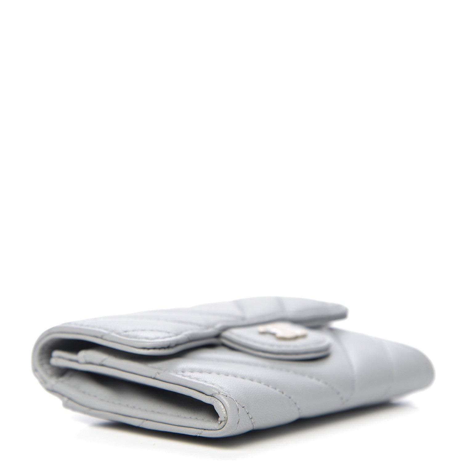 Chanel Lambskin Chevron Quilted Flap Card Holder Grey 3 of 7