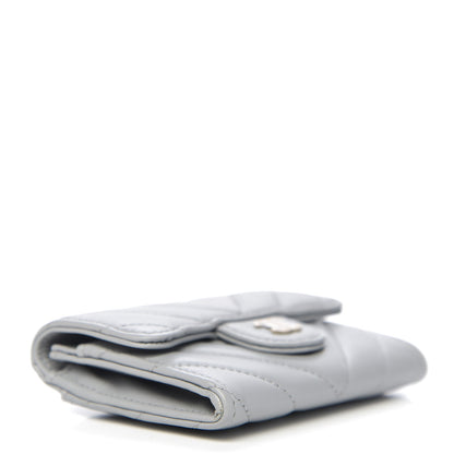 Chanel Lambskin Chevron Quilted Flap Card Holder Grey 3 of 7