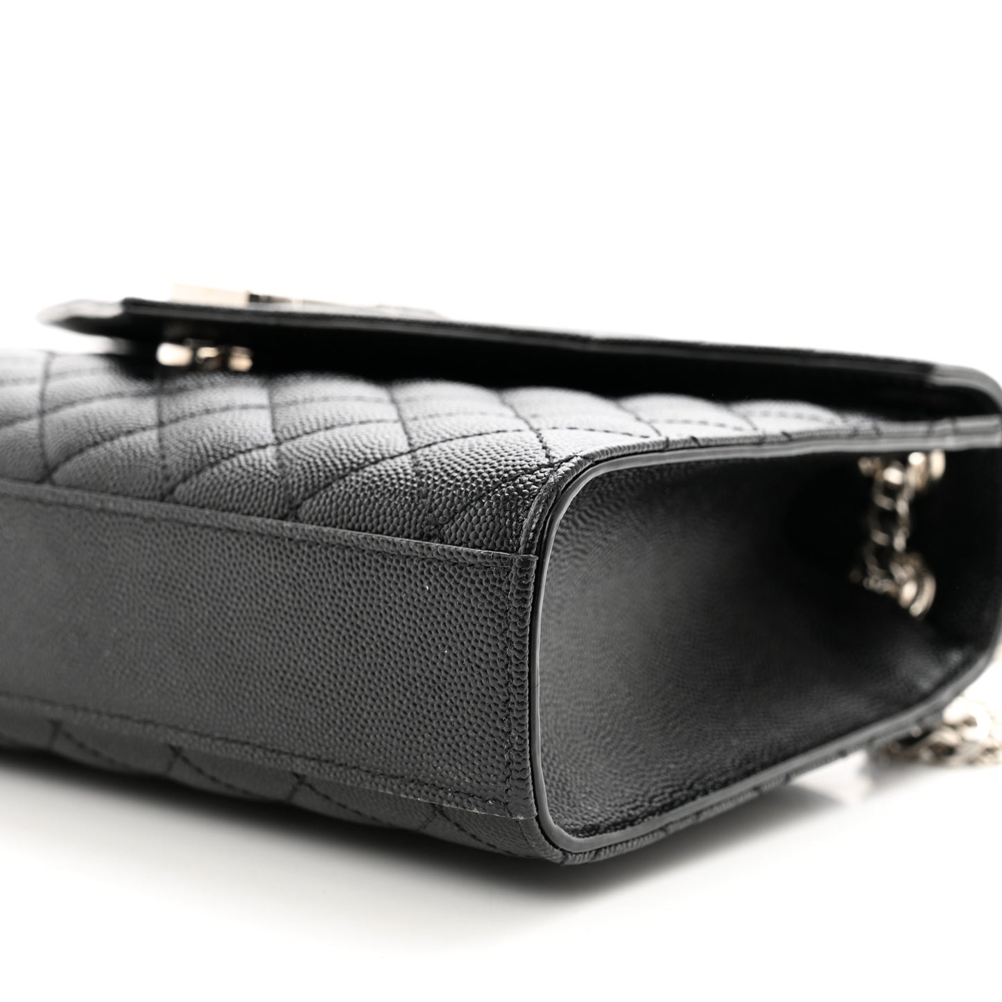 Grain De Poudre Textured Mixed Matelasse Triquilt Medium Monogram Satchel Black