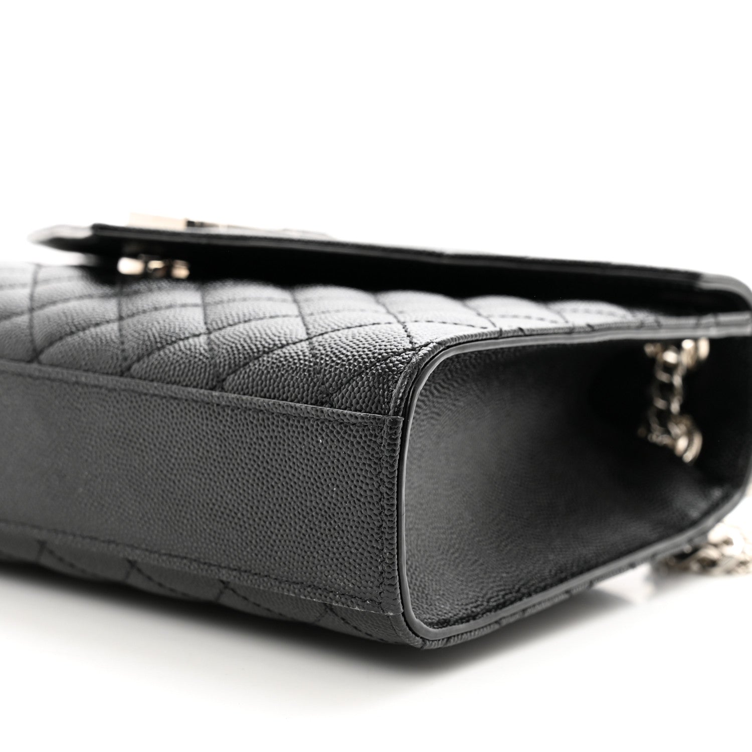 Saint Laurent Grain De Poudre Textured Mixed Matelasse Triquilt Medium Monogram Satchel Black 10 of 10