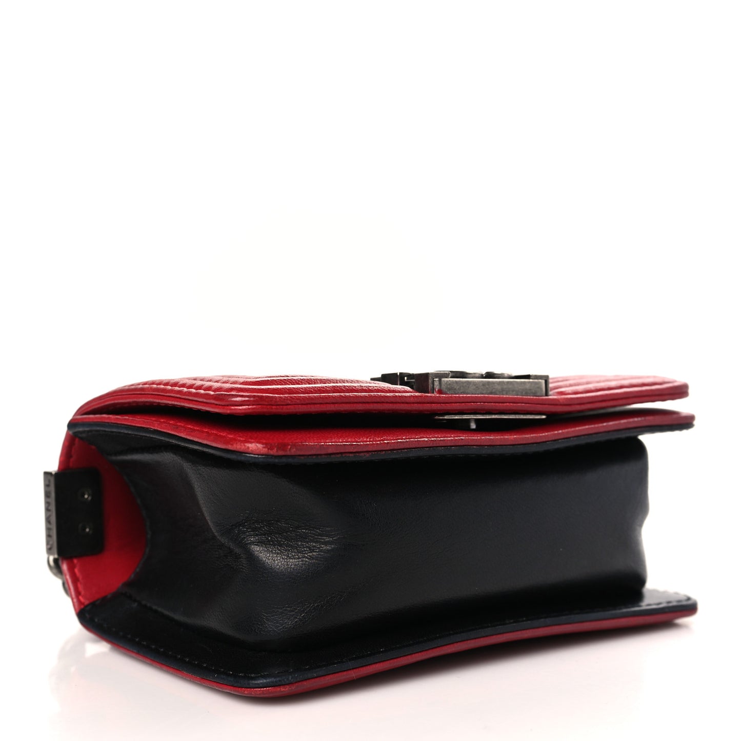 Calfskin Quilted Mini Boy Flap Black Red
