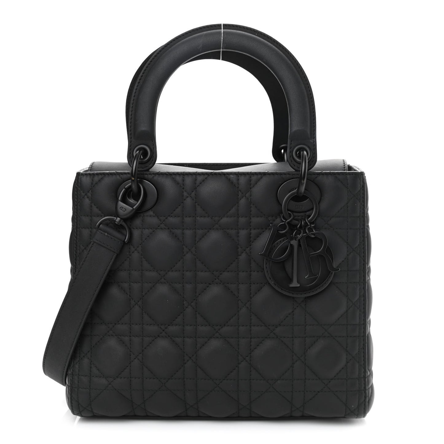 Ultra Matte Calfskin Cannage Medium Lady Dior Black