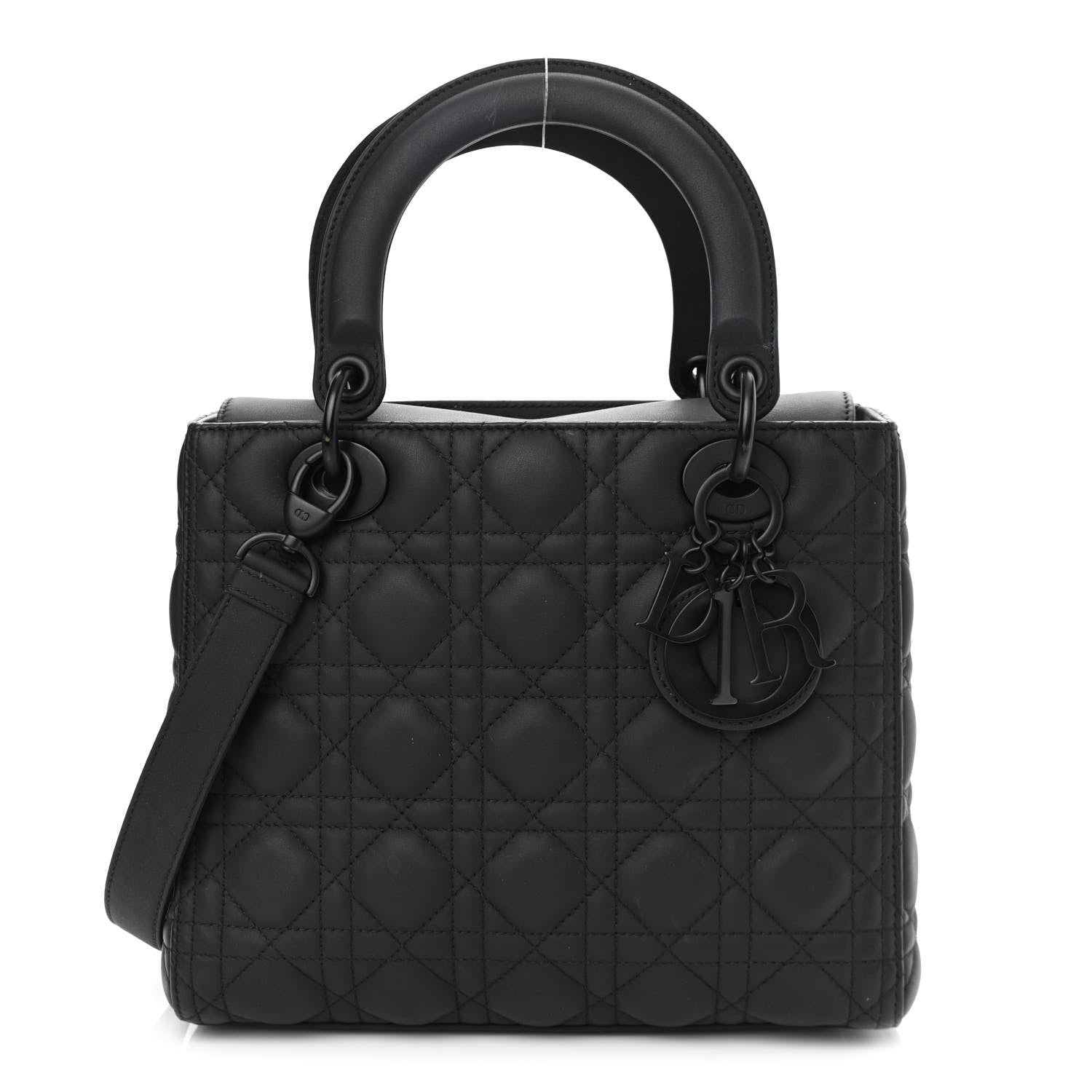 Christian Dior Ultra Matte Calfskin Cannage Medium Lady Dior Black 1 of 12