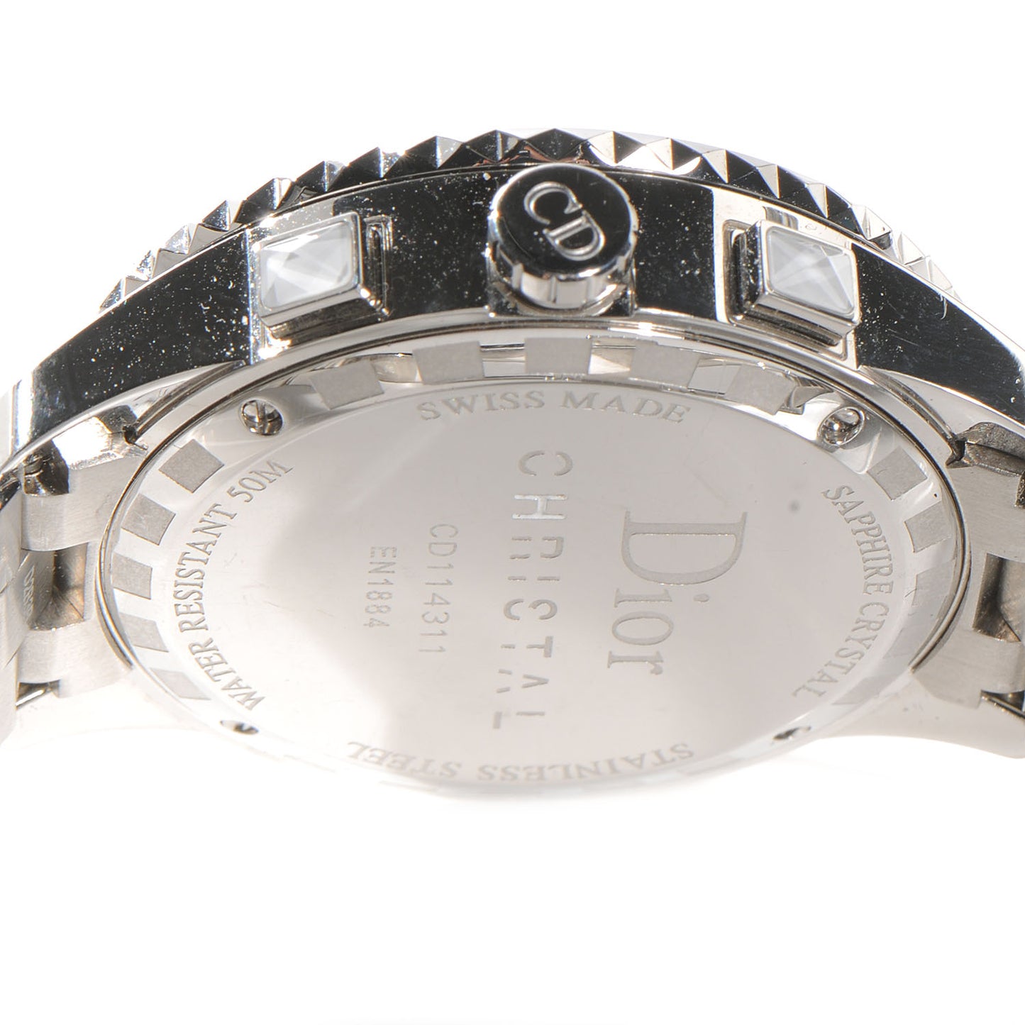 Stainless Steel Diamond Christal Chronograph Watch White