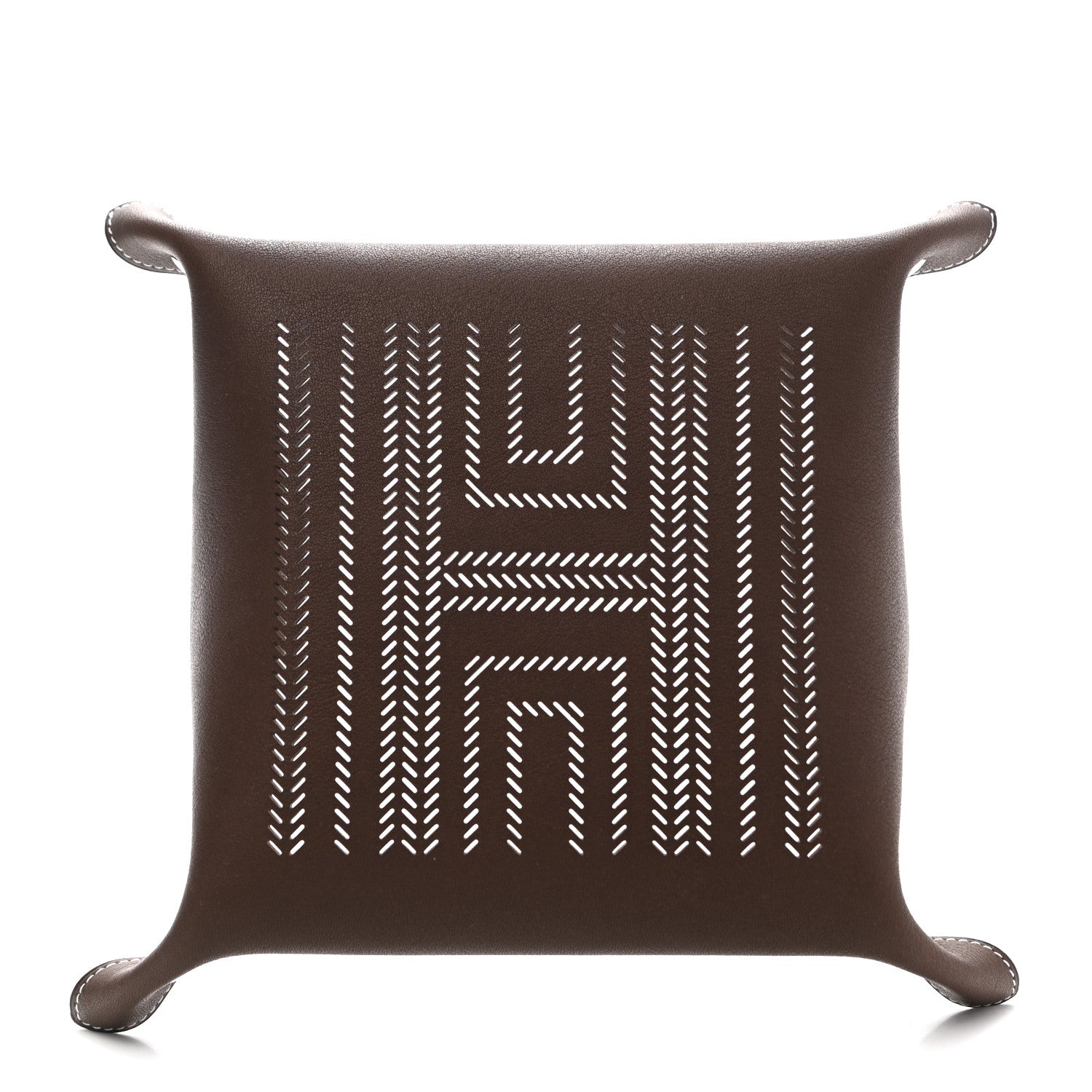 Hermes Taurillon Clemence Mises et Relances H Chevrons Change Tray Etoupe Gold 3 of 8