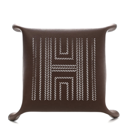 Hermes Taurillon Clemence Mises et Relances H Chevrons Change Tray Etoupe Gold 3 of 8