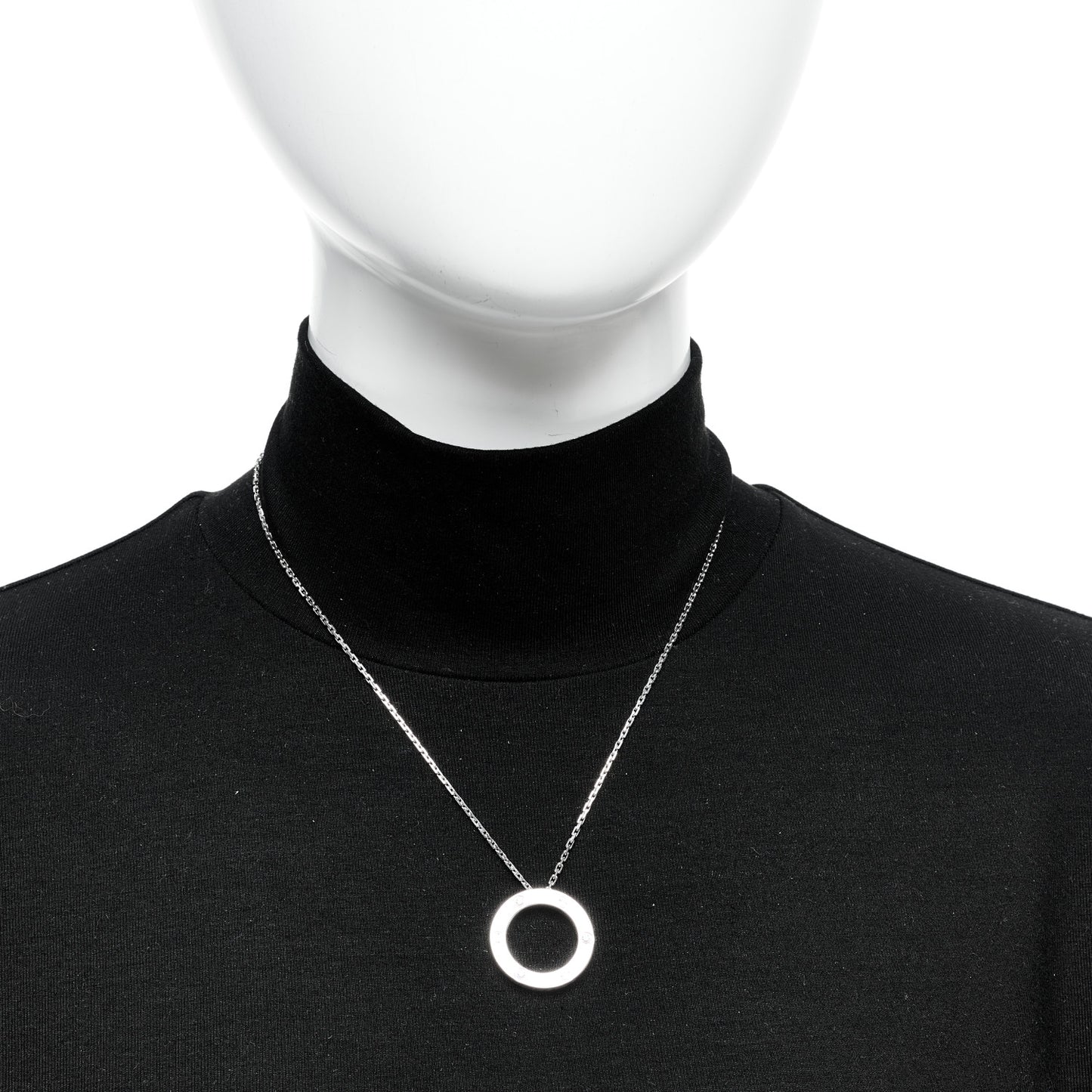 18K White Gold 3 Diamonds LOVE Pendant Necklace