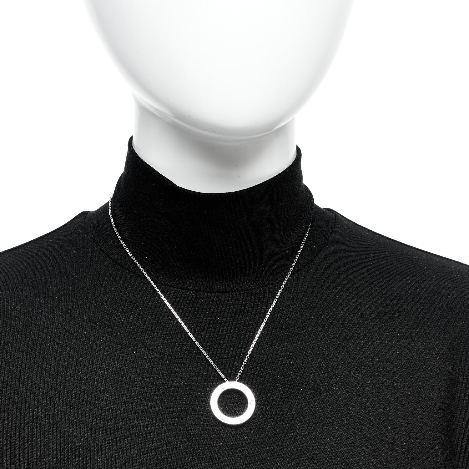 Cartier 18K White Gold 3 Diamonds LOVE Pendant Necklace 2 of 7