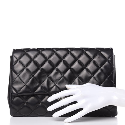 Chanel Lambskin Quilted Clutch With Chain Flap Black 2 of 16