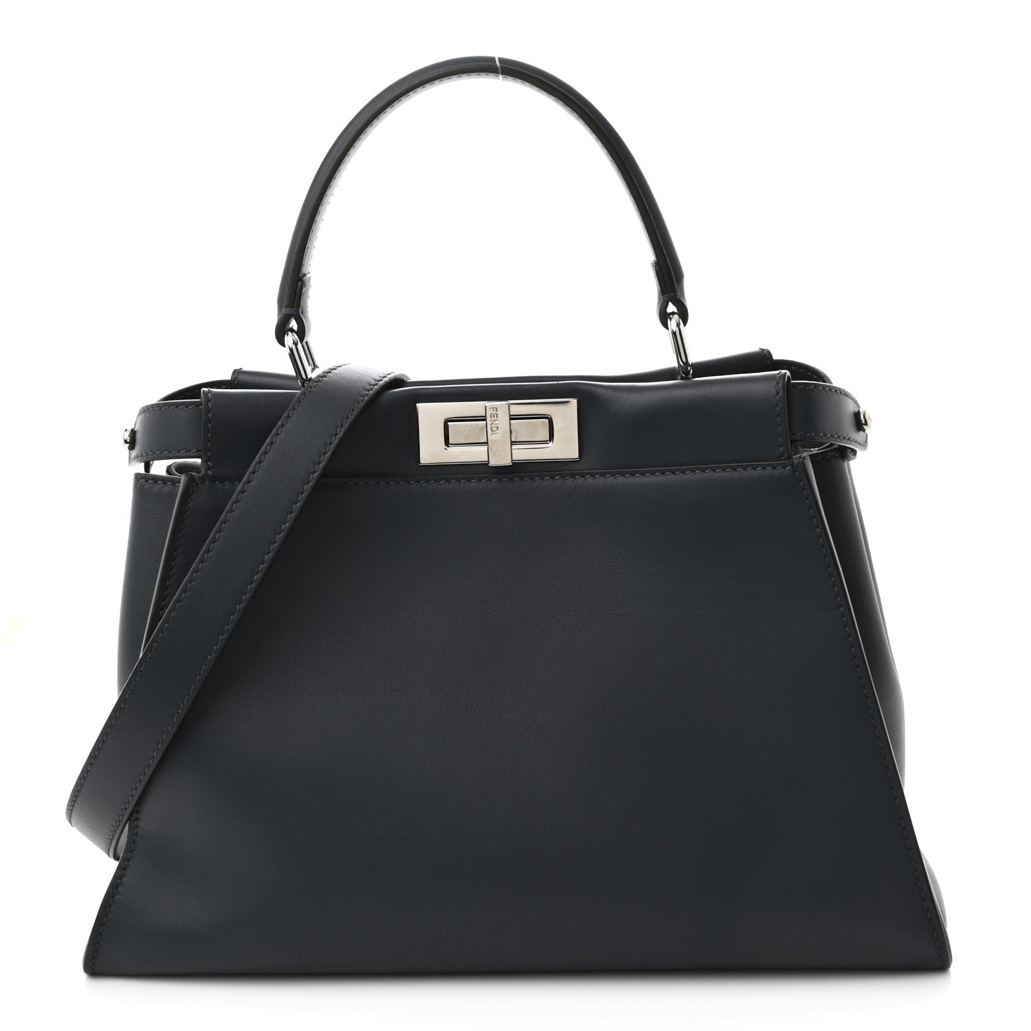 Fendi Vitello Seta Shiny Nappa Elaphe Medium Peekaboo Iconic Satchel Notturno Natural 1 of 11