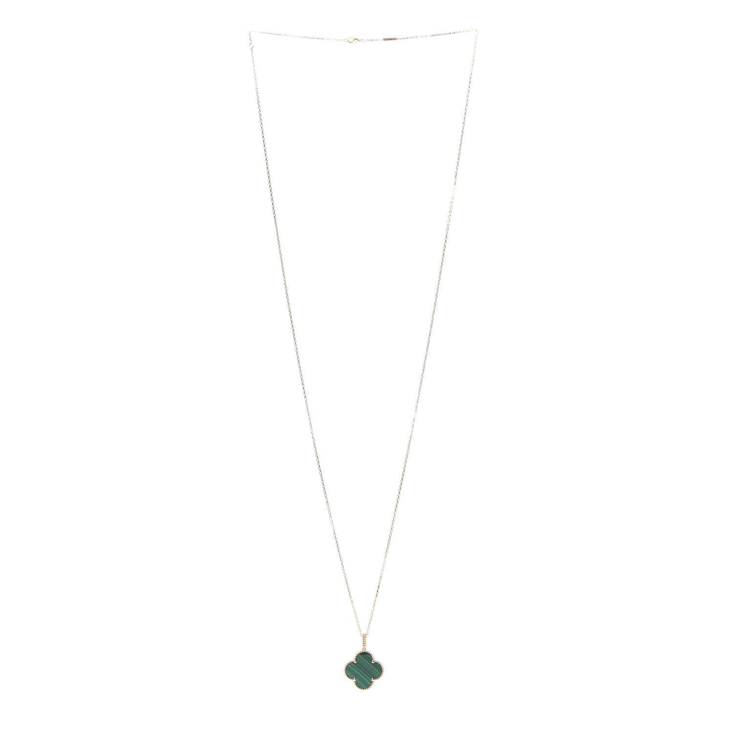 18K Yellow Gold Malachite Magic Alhambra Pendant Necklace
