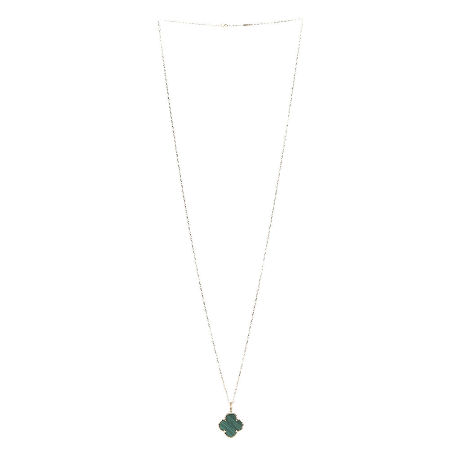 Van Cleef & Arpels 18K Yellow Gold Malachite Magic Alhambra Pendant Necklace 3 of 8