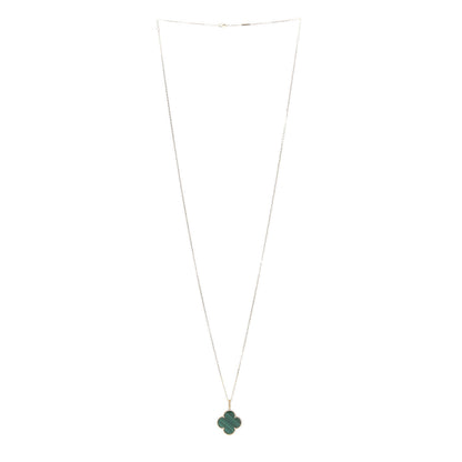 Van Cleef & Arpels 18K Yellow Gold Malachite Magic Alhambra Pendant Necklace 3 of 8