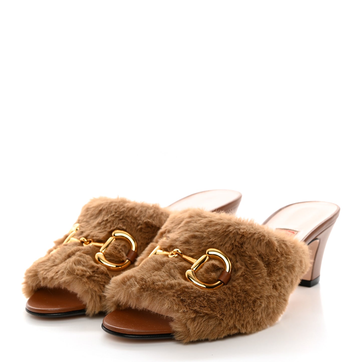 X DANS LE VERT Faux Fur Horsebit Mules 37 Brown
