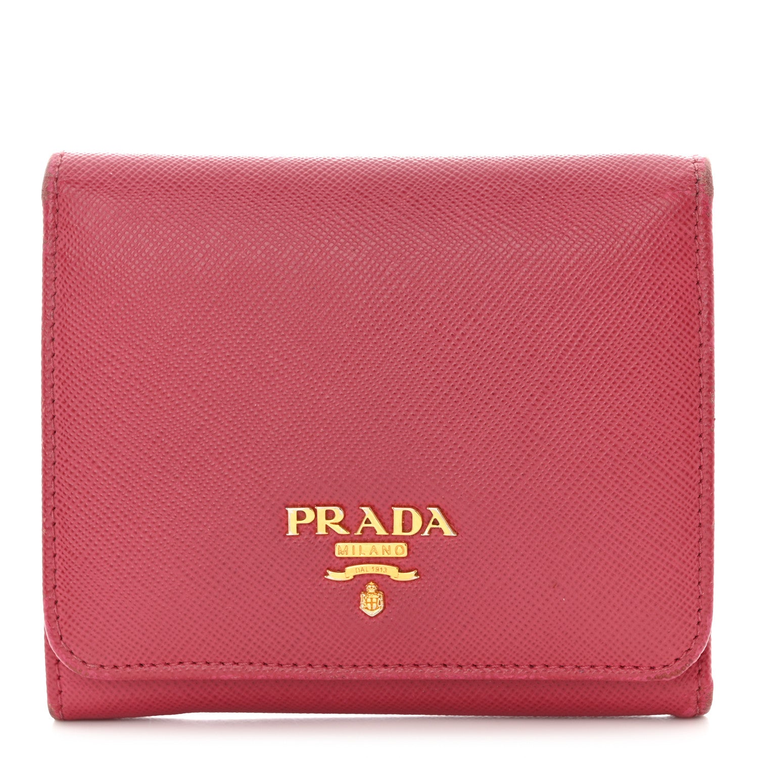 Prada Saffiano Metal French Flap Compact Wallet Peonia 1 of 12