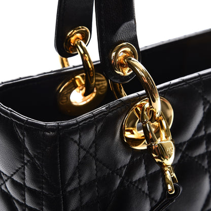Christian Dior Lambskin Cannage Medium Lady Dior Black 9 of 10