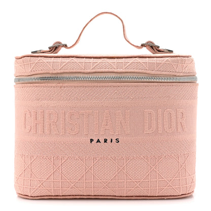 Christian Dior Canvas Embroidered Cannage Diortravel Vanity Case Bois de Rose 1 of 7