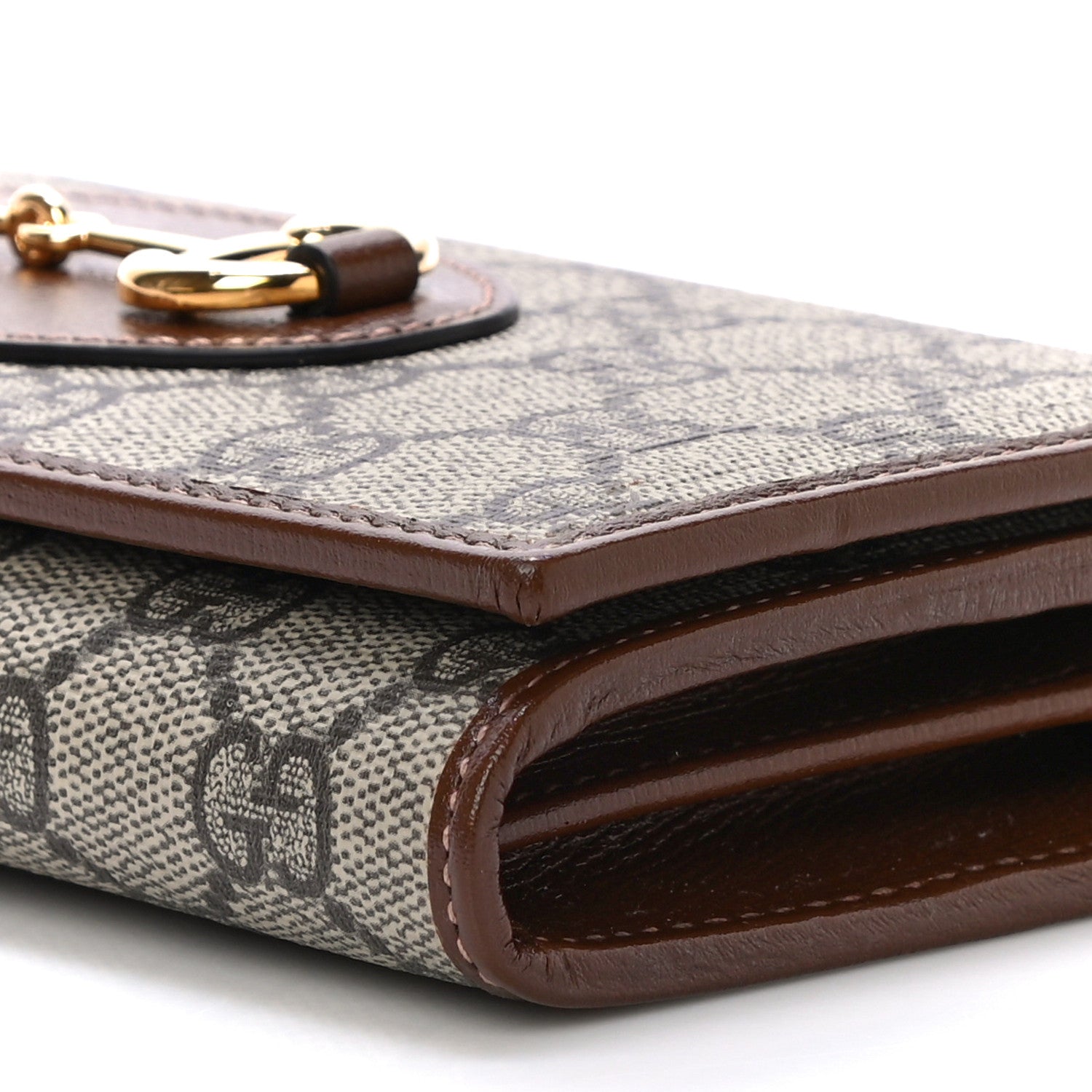 Gucci GG Supreme Monogram Azalea Calfskin Horsebit 1955 Wallet On Chain Beige Ebony Brown Sugar 10 of 11