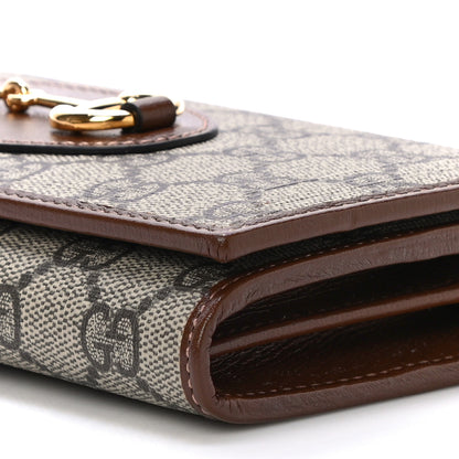 Gucci GG Supreme Monogram Azalea Calfskin Horsebit 1955 Wallet On Chain Beige Ebony Brown Sugar 10 of 11
