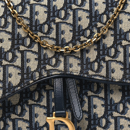 Christian Dior Oblique Saddle Chain Pouch Blue 7 of 9