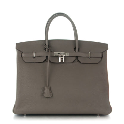 Hermes Taurillon Clemence Birkin 40 Etain 1 of 26