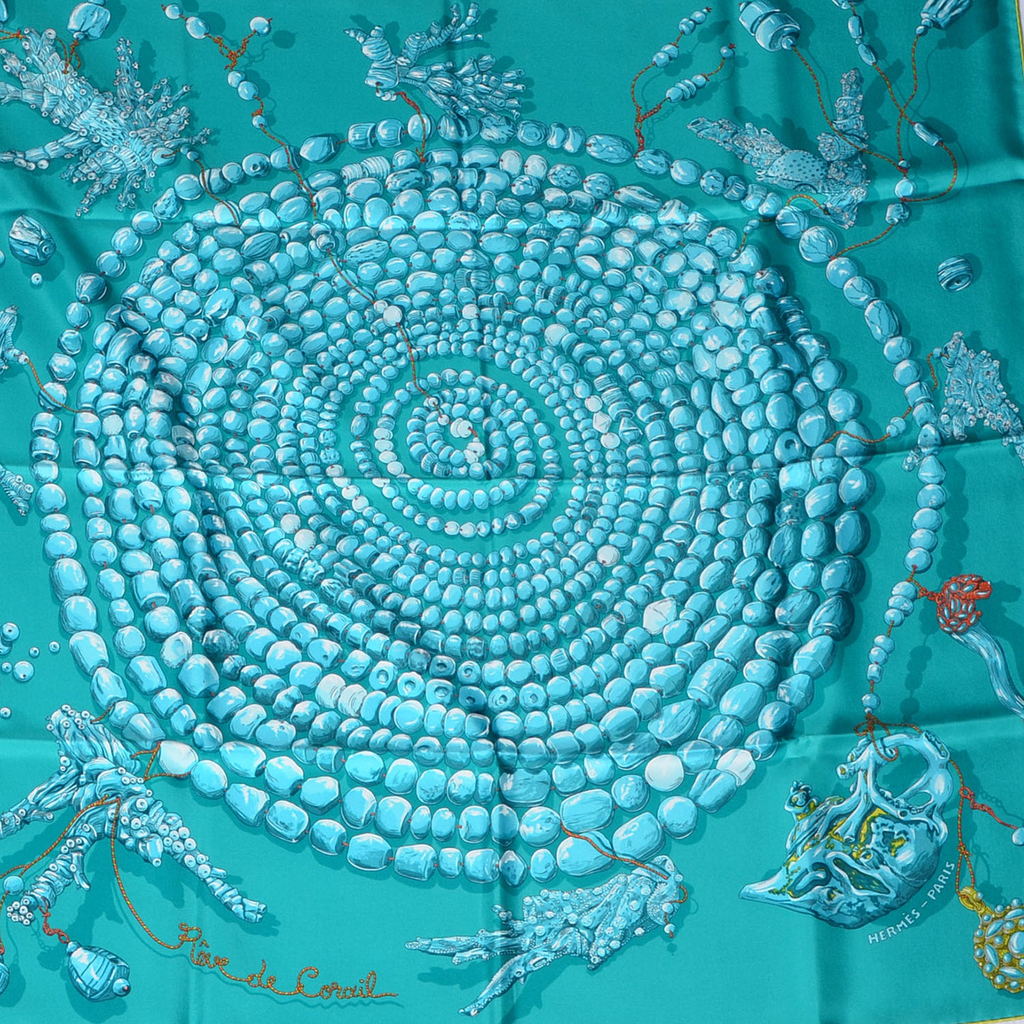 Silk Reve De Corail Scarf 90 Menthe Turquoise Canard