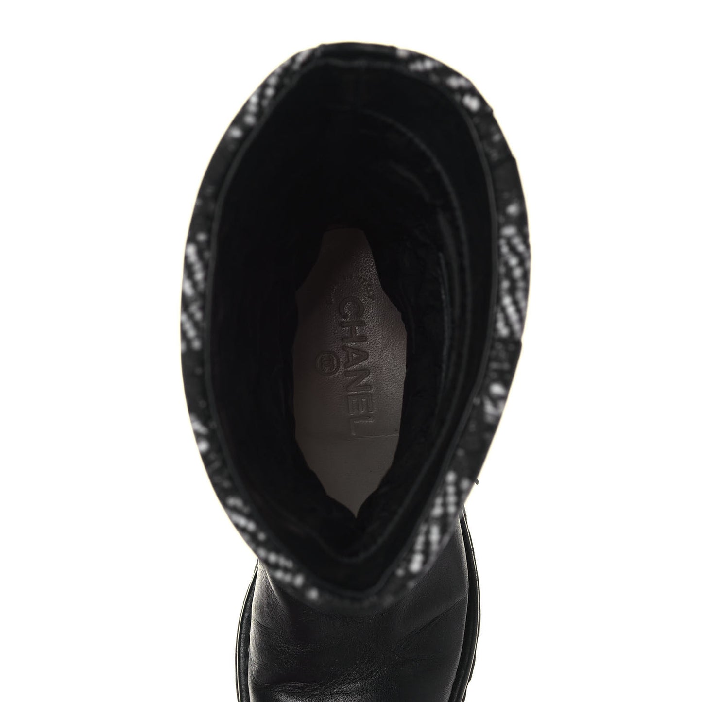 Calfskin Tweed Nylon Printed Boots 37 Black