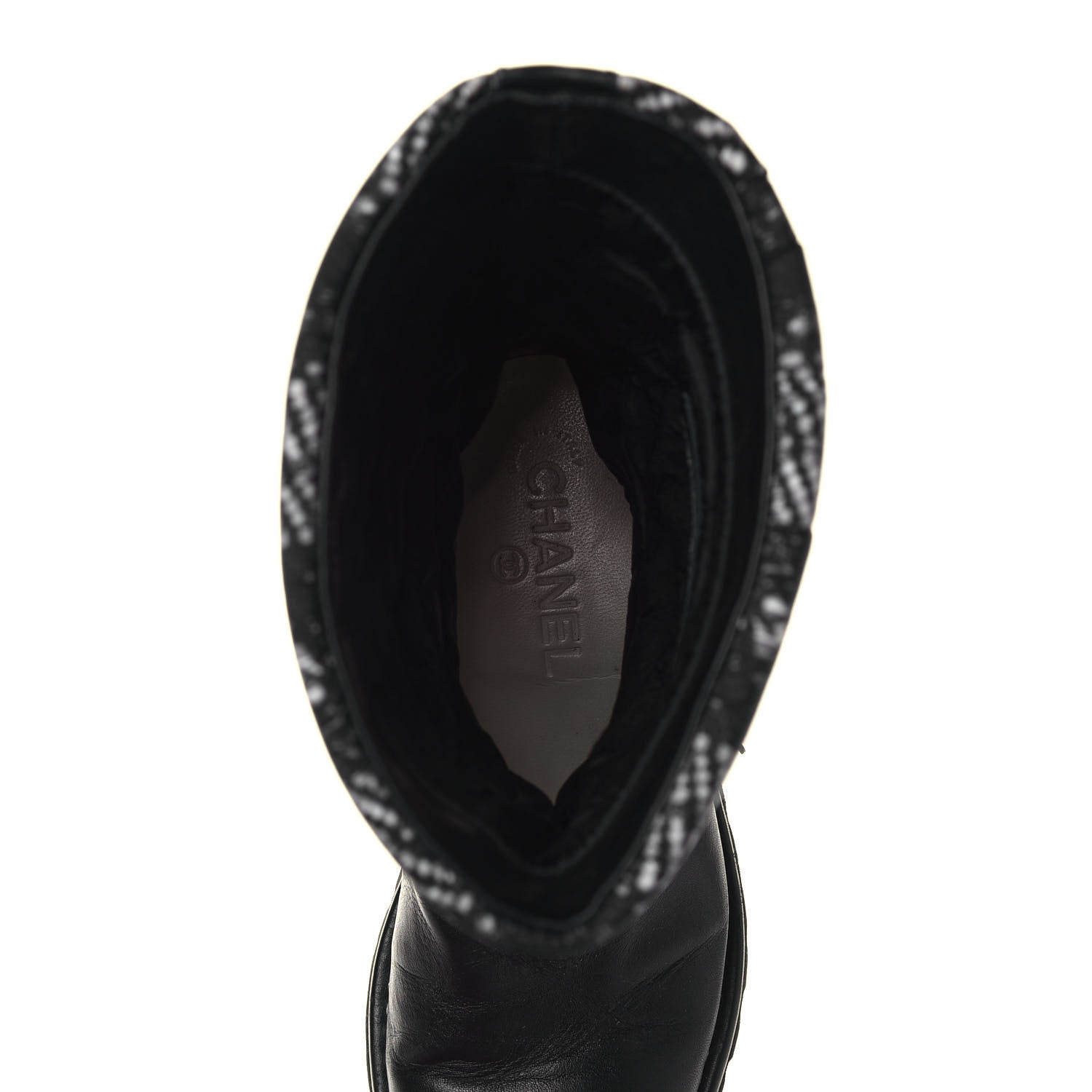 Chanel Calfskin Tweed Nylon Printed Boots 37 Black 7 of 7