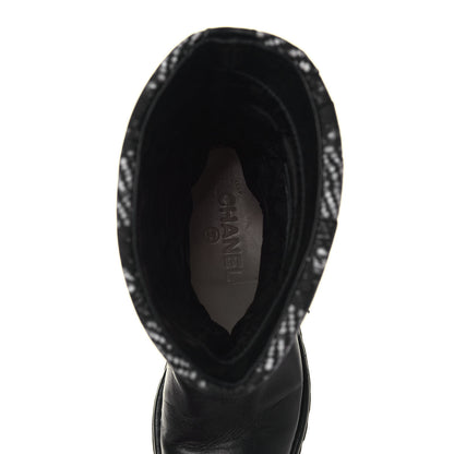 Chanel Calfskin Tweed Nylon Printed Boots 37 Black 7 of 7