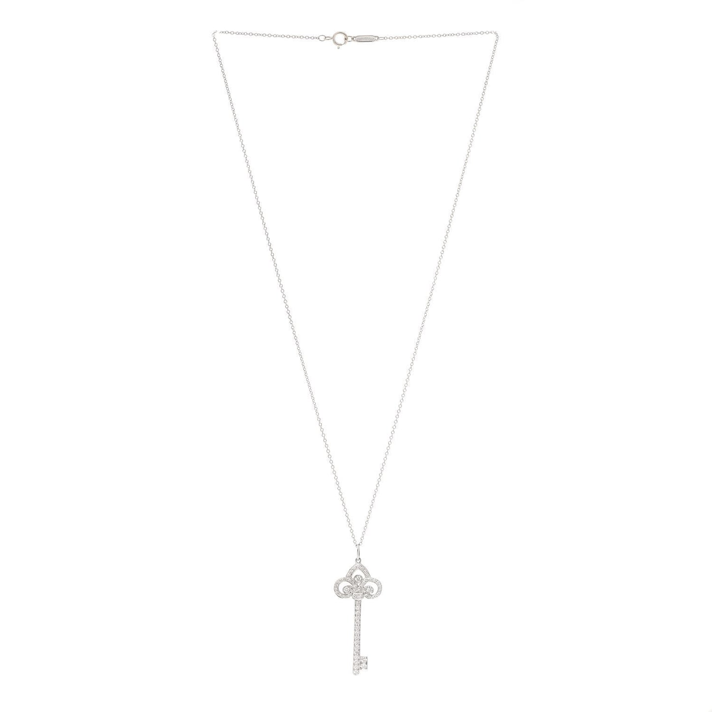 Platinum Diamond .41ct Fleur De Lis Key Pendant Necklace