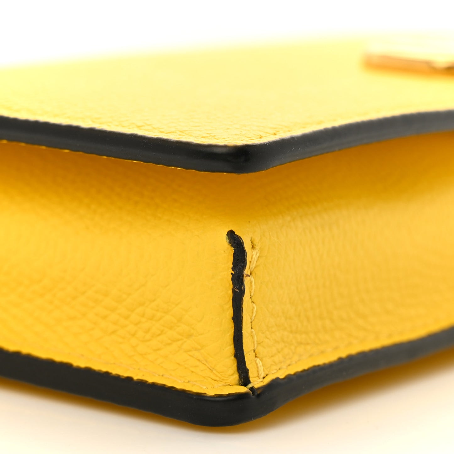 Grainy Calfskin VLogo Top Handle Wallet With Chain Bright Lemon