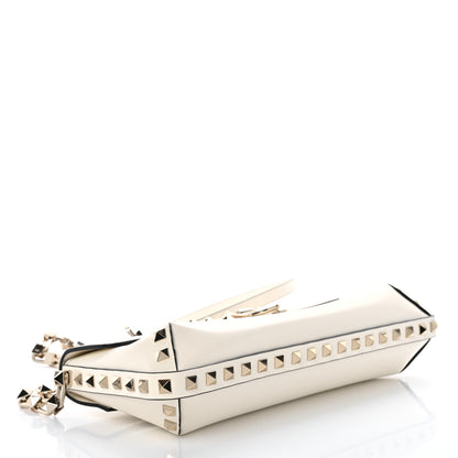 Valentino Garavani Brushed Calfskin Rockstud Flip Lock Chain Shoulder Bag White 4 of 12