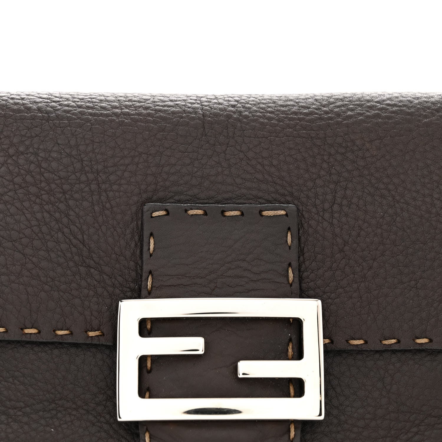 Fendi Calfskin Romano Selleria Baguette Brown 7 of 12